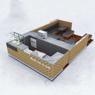 Indoor milk tea shop 3D mall ice cream bubble tea kiosk design fast food kiosk