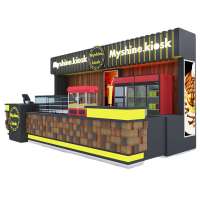 Retail mall bubble waffle dessert kiosk wooden commercial furniture food kiosk