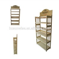 Best price good quality custom made 6 tiers bamboo pet dog cat food display rack for sale